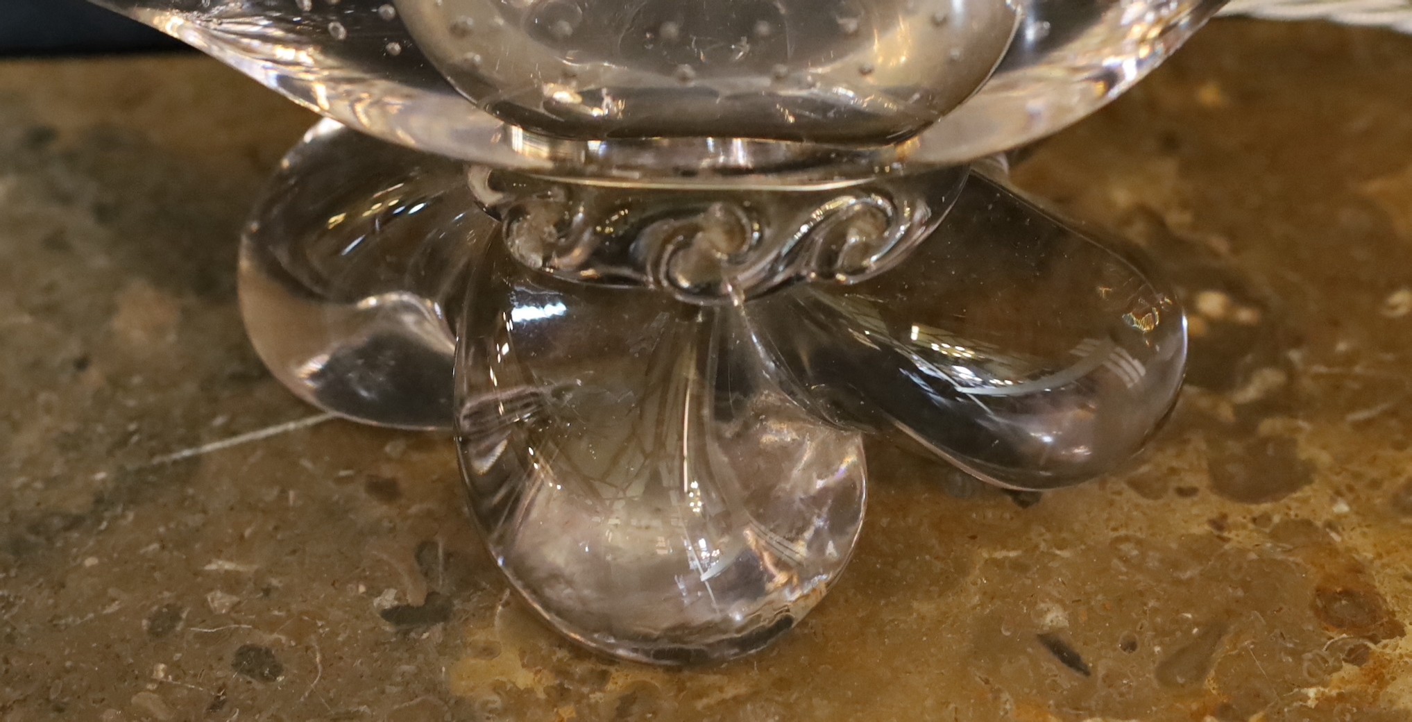 A 1960s Murano bubble glass table lamp, height 37cm